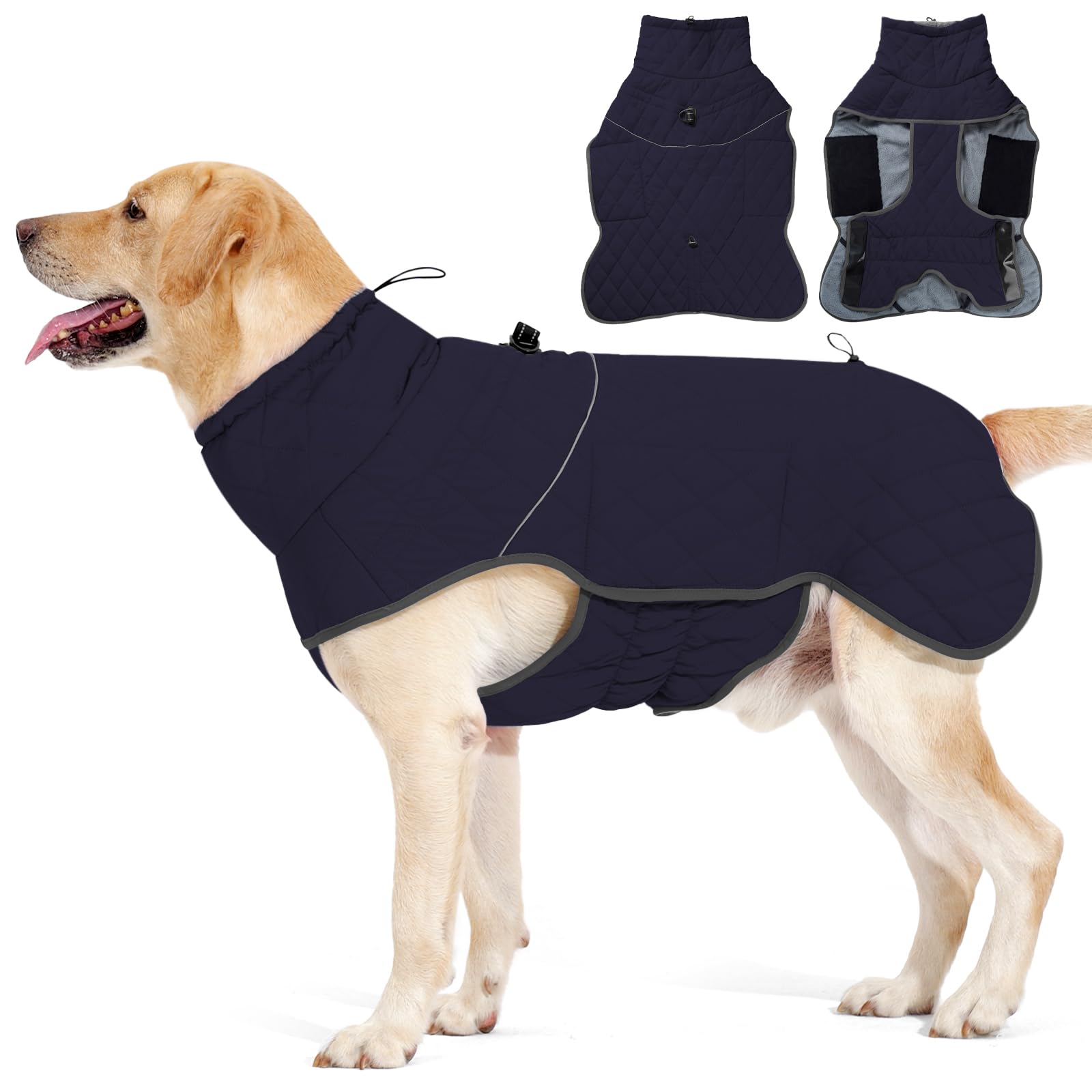 Dotoner Dog Jackets-Warm Dog Coat Reflective Dog Fleece Vest Waterproof Dog Jacket Windproof Dog Winter Coat Dog Cold Weather Coats Dog Jackets for Large Dogs(LBlue)